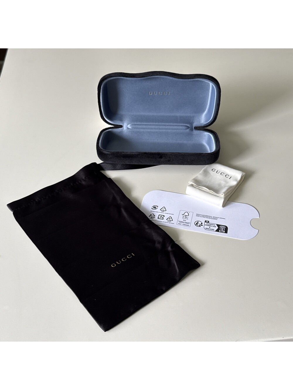 Gucci Large Sunglass Eyeglass Velvet Case Pouch Black Sunglasses Dust Bag Cloth